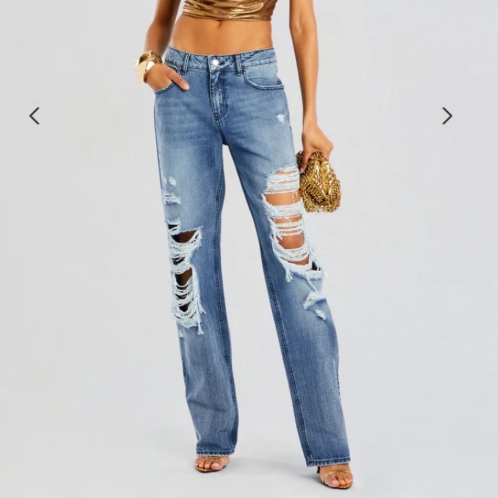 Retrofête Low Rise Chris Jean Distressed In Sea Size 28 - Picture 10 of 14